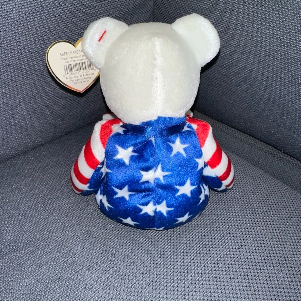 Ty Beanie Baby Liberty Bear Red, White & Blue 4531 NWT Vintage P.E. Pellets